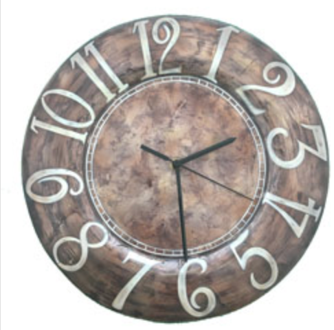 Eangee Clock White Numbers on Brown